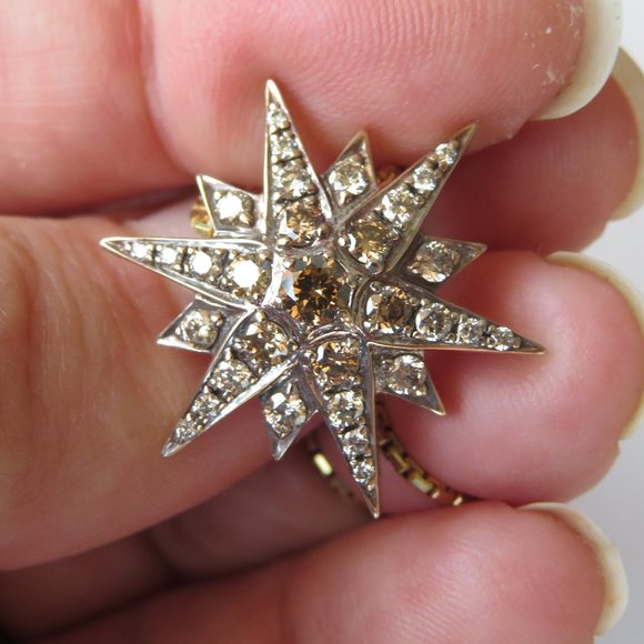 H. Stern 18K Gold Diamond Star Pendant With Yellow Gold Chain Necklace - Picture 10 of 16